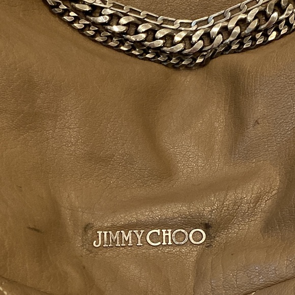 Jimmy Choo Chain Biker Hobo Bag Tan Leather - Picture 8 of 15